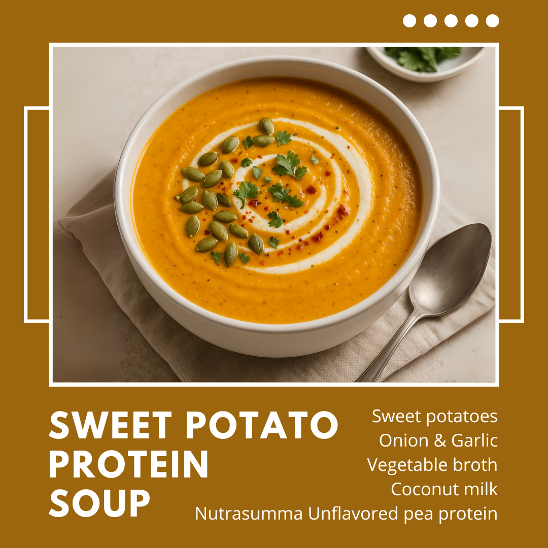 Creamy Sweet Potato & Pea Protein Soup – Nutrasumma