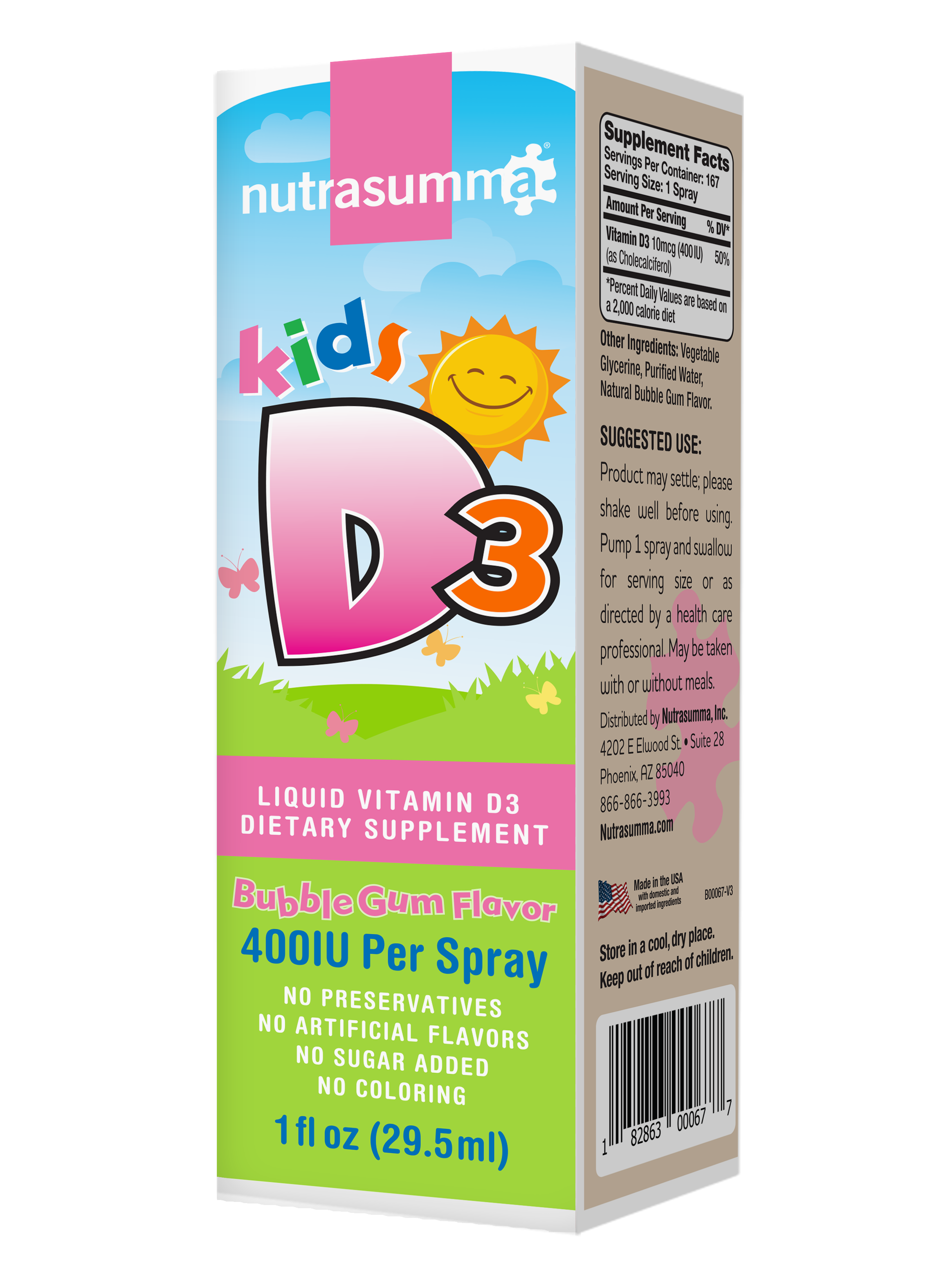 Kids Vitamin D3 1oz (BubbleGum Flavor)