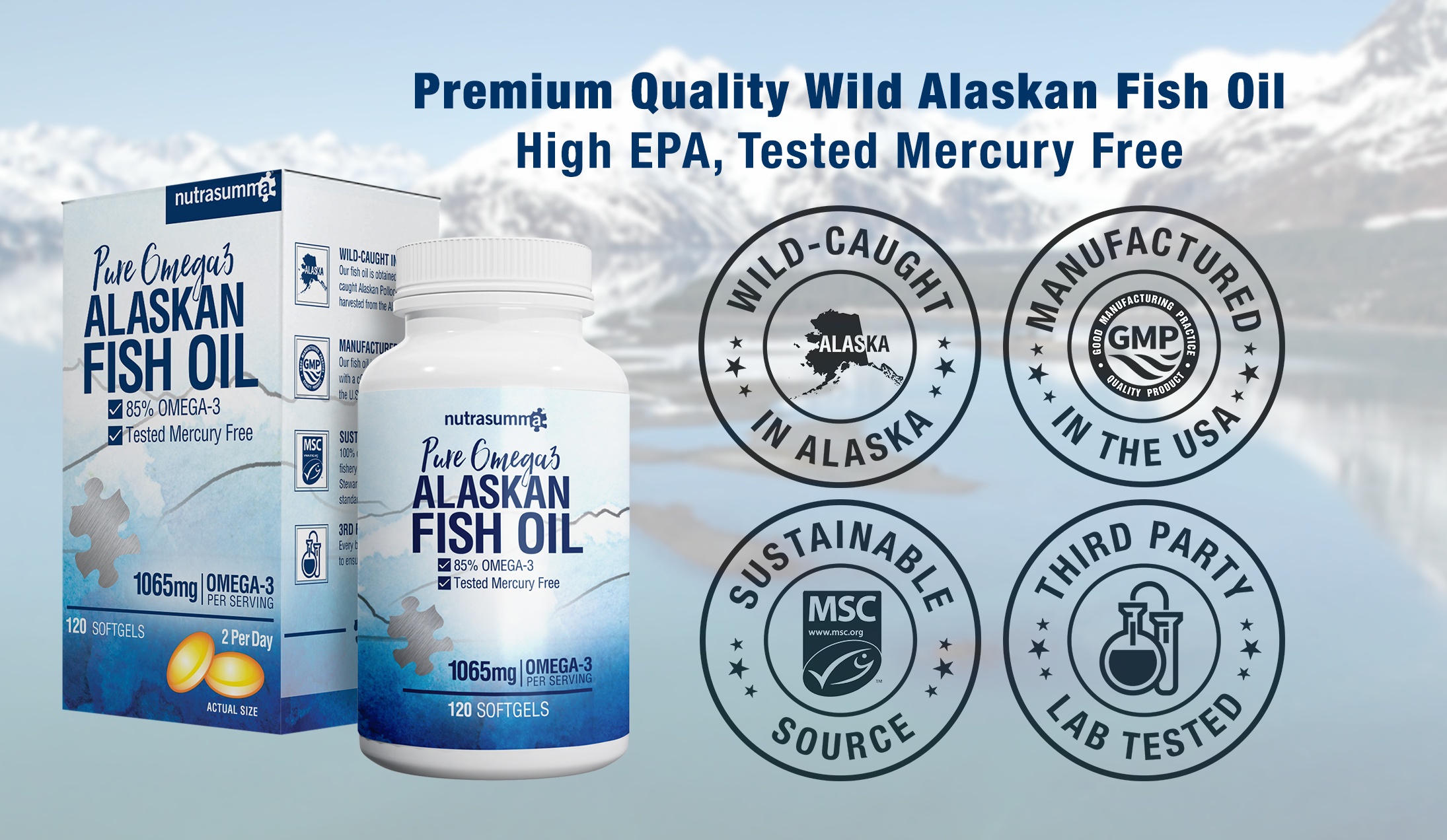 Wild Alaskan Fish Oil - 1065mg Omega-3 High EPA (120 Softgels)