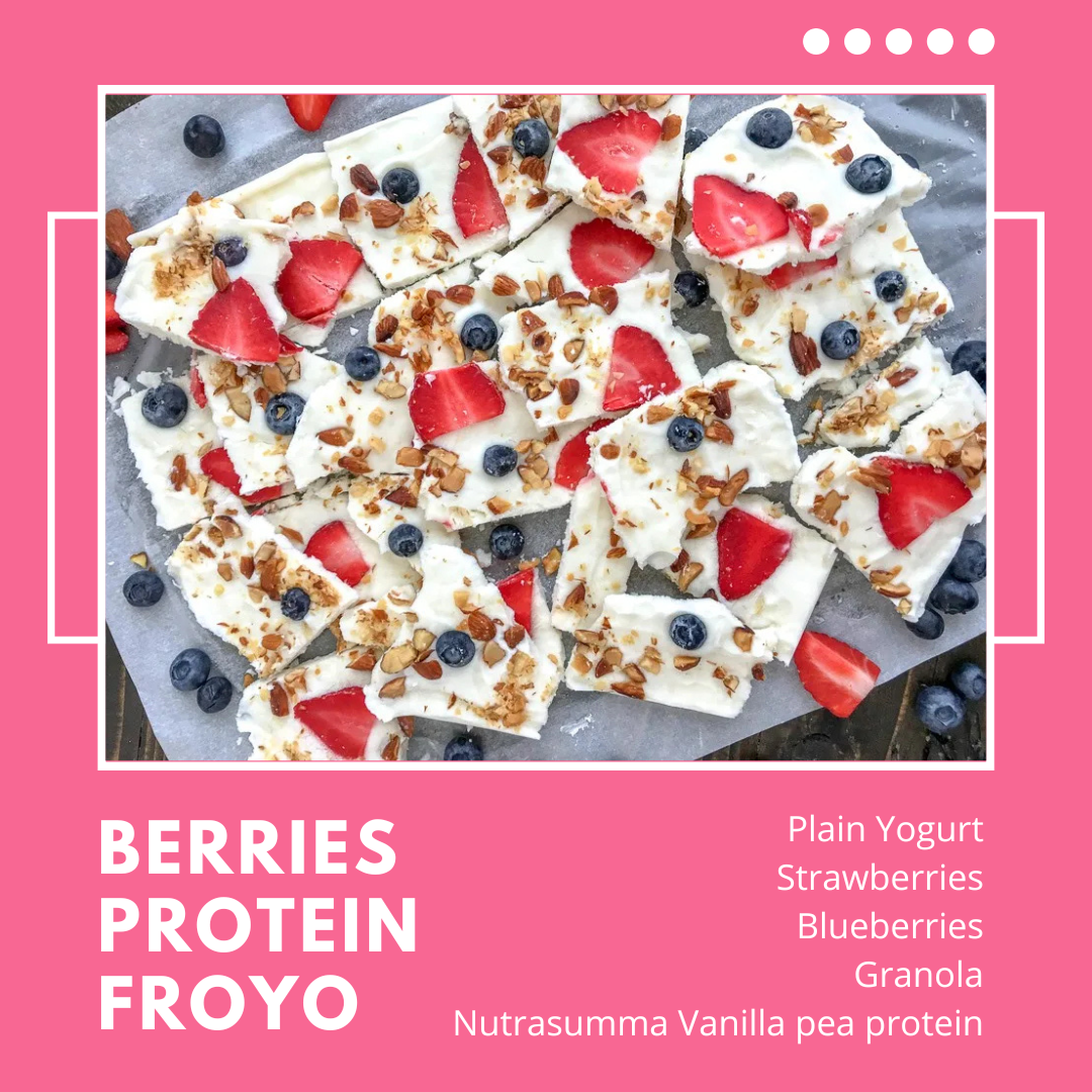 Berries Protein Frozen Yogurt Bark