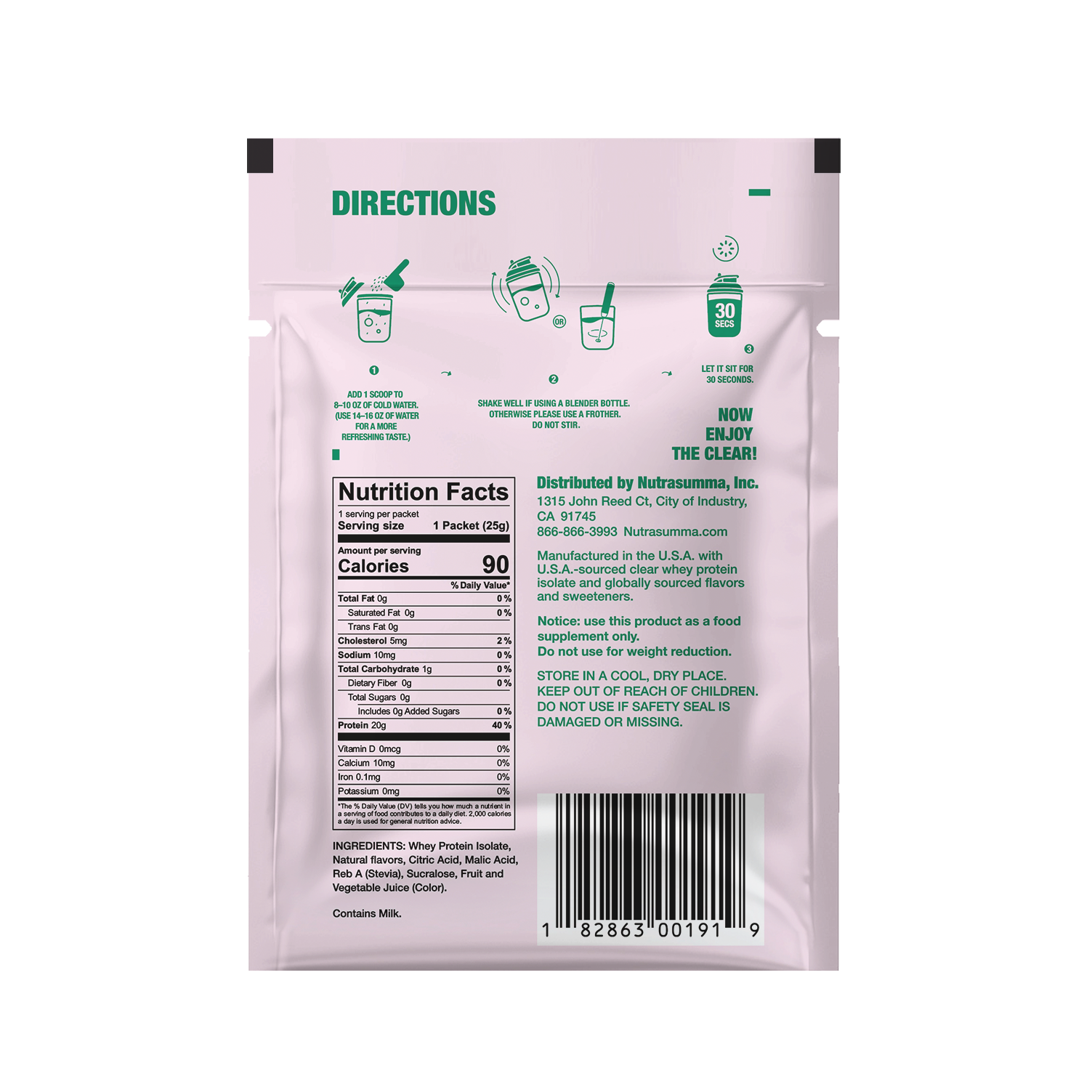 Clear Whey Protein Variety Pack – 4 Single-Serve Packets (2 Peach, 2 Grape)