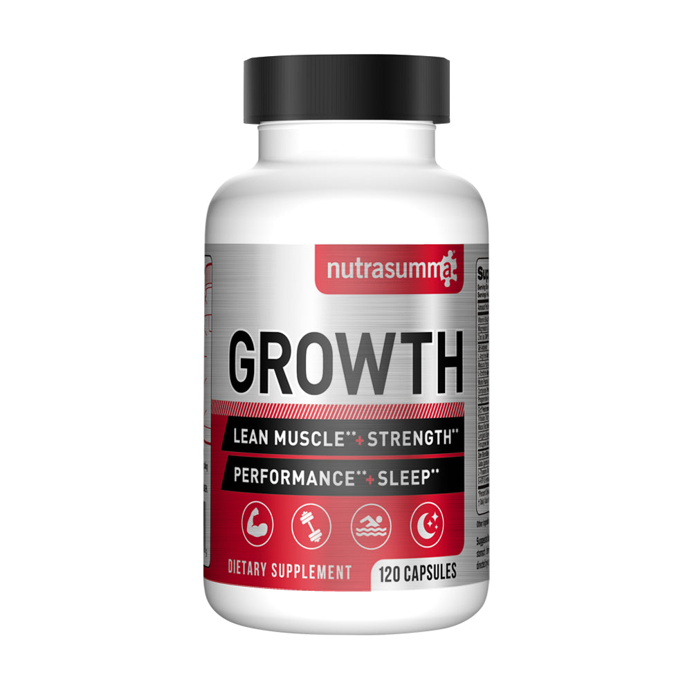 Growth Supplement - Natural Herbs & Mushrooms, Vitamins & Minerals, Lean Muscle Growth, Strength, Energy, Endurance & Recovery, 120 Capsules