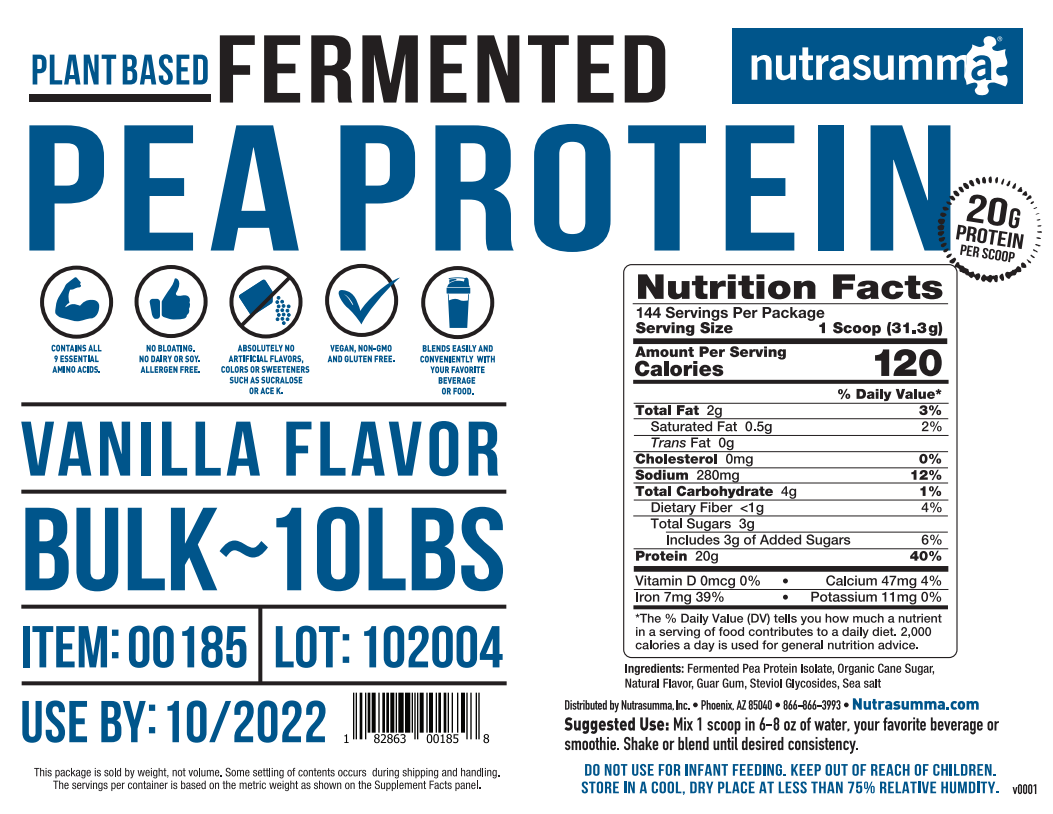 Planted based fermented vanilla pea protein bulk order